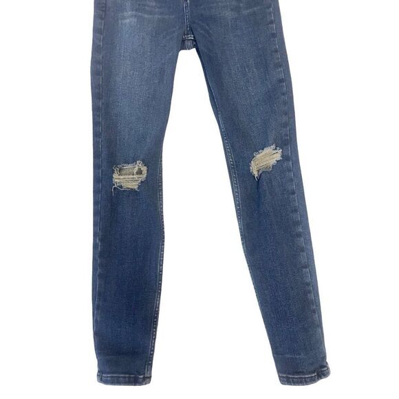 Free People We The Free Sabrina Distressed Indigo Super Skinny Jeans 28 - Picture 6 of 7
